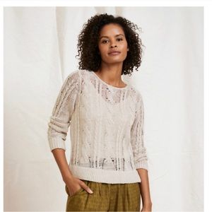 NWT Garnett Hill Open Weave Linen Blend Sweater!